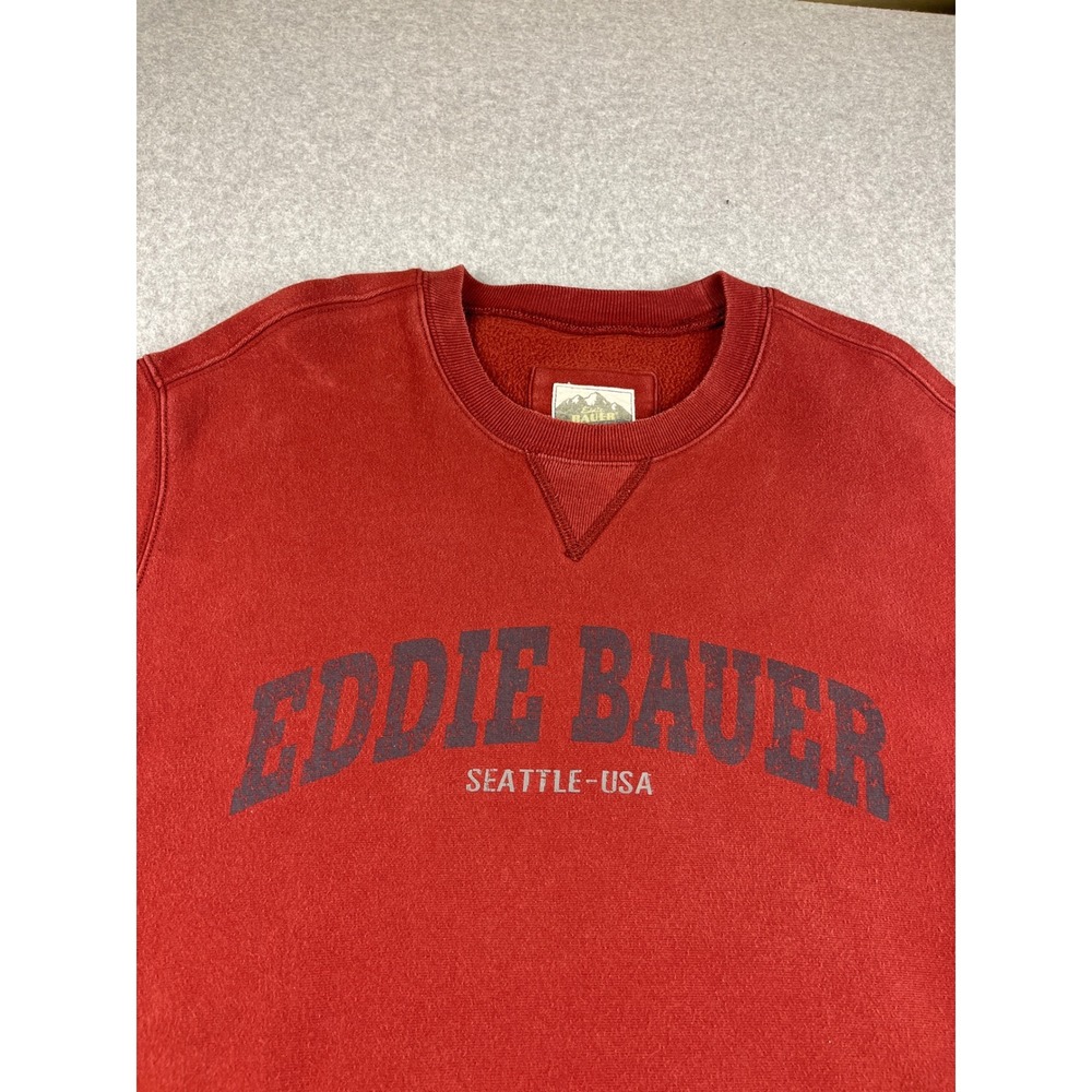 Eddie Bauer Sweatshirt Mens XL Tall Red Crewneck Graphic Sport Shop Seattle USA - Picture 2 of 8